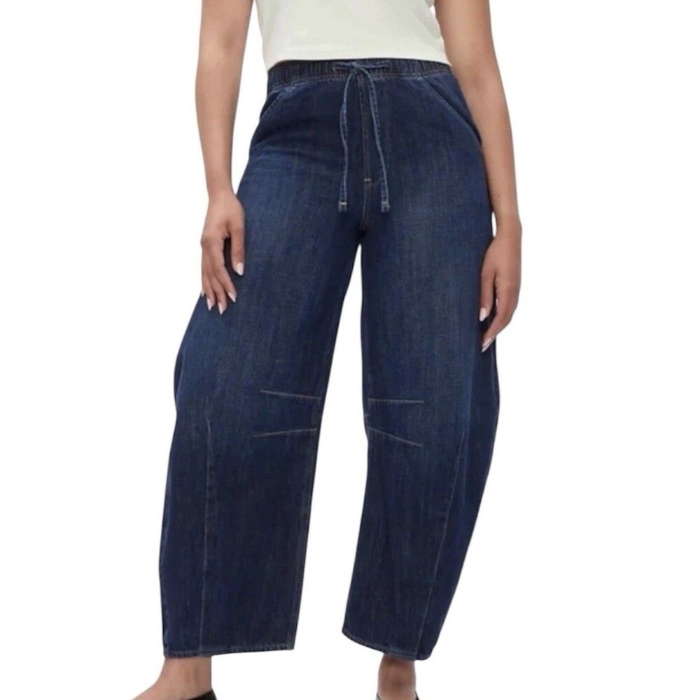 Gap Women’s XL Horseshoe Jeans 100% Cotton Dark Wash Wide Leg Barrel Style